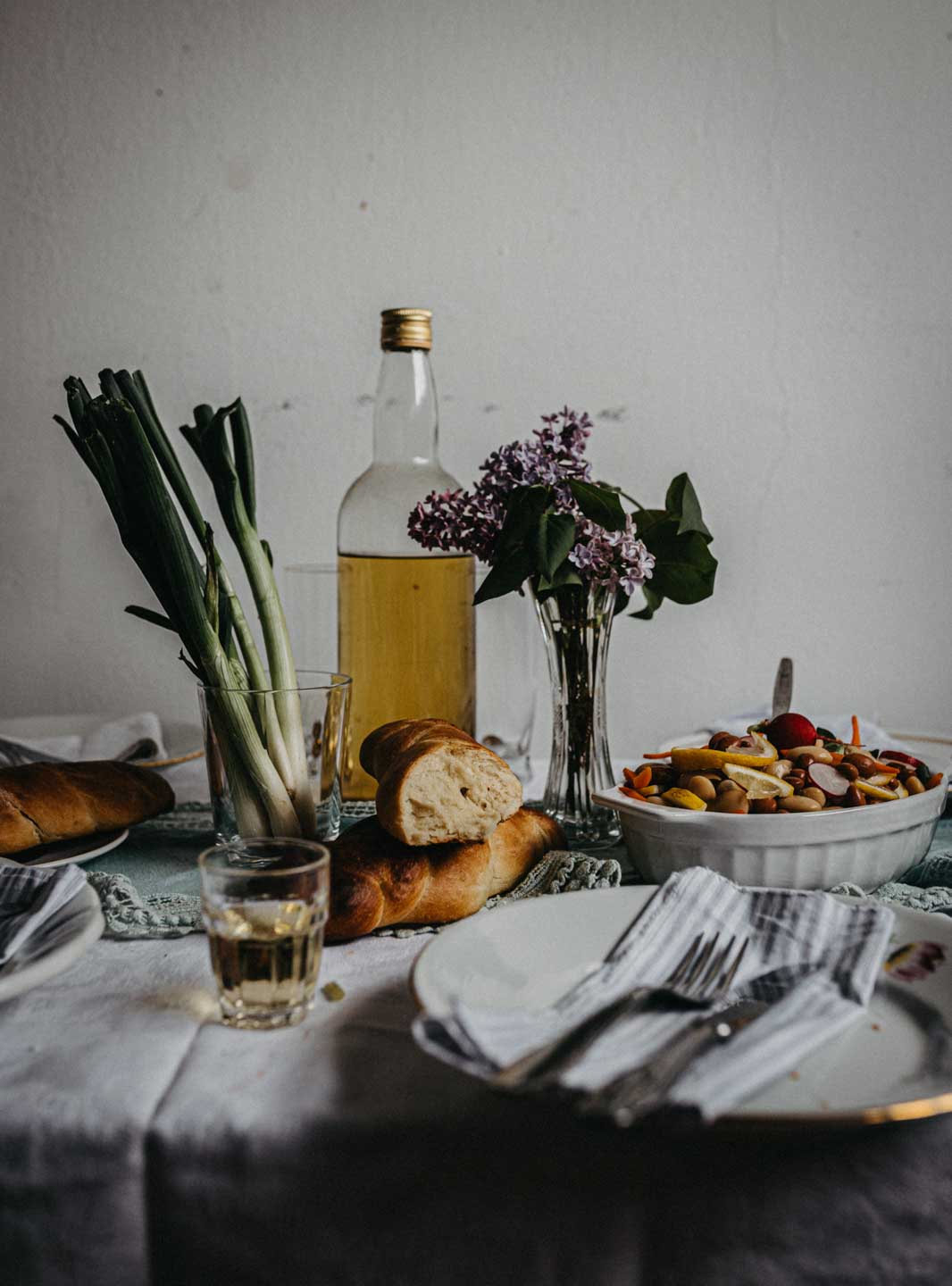 Easter Brunch, overnight Braid, mixed bean and veggies salad